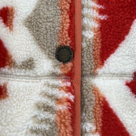 Pendleton Women's Pike Fleece Jacket S Snap Front Orange Mango Los Lunas Tribal - Picture 4 of 12